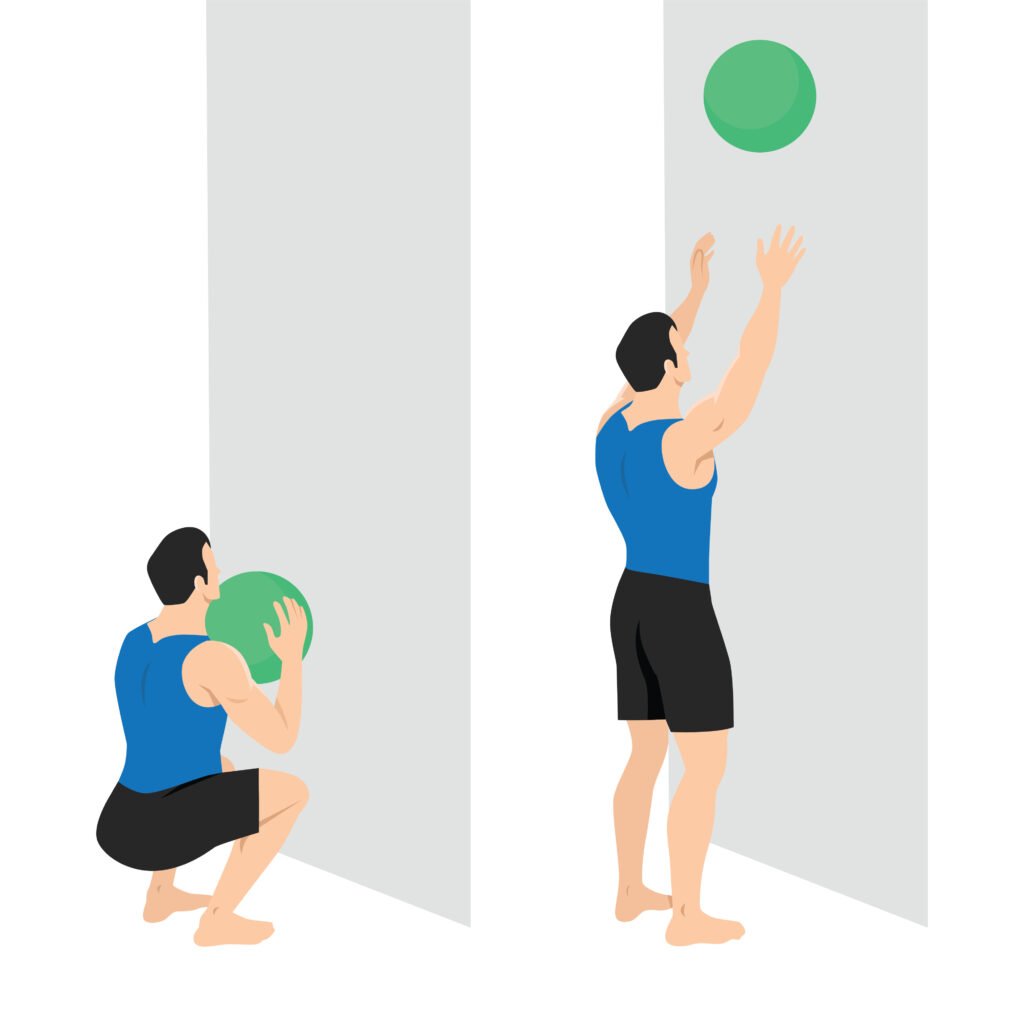 Wall Ball Squat 1 Wall Ball Squat