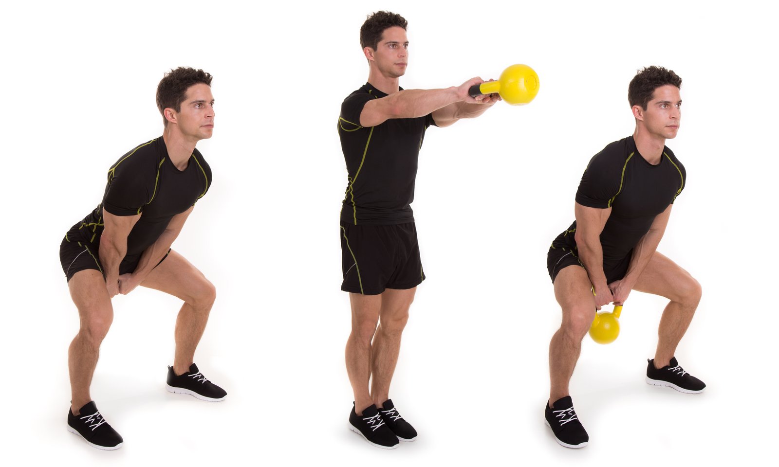 Technique du kettlebell swing : charnière de hanche, dos droit et kettlebell propulsée à hauteur des épaules
