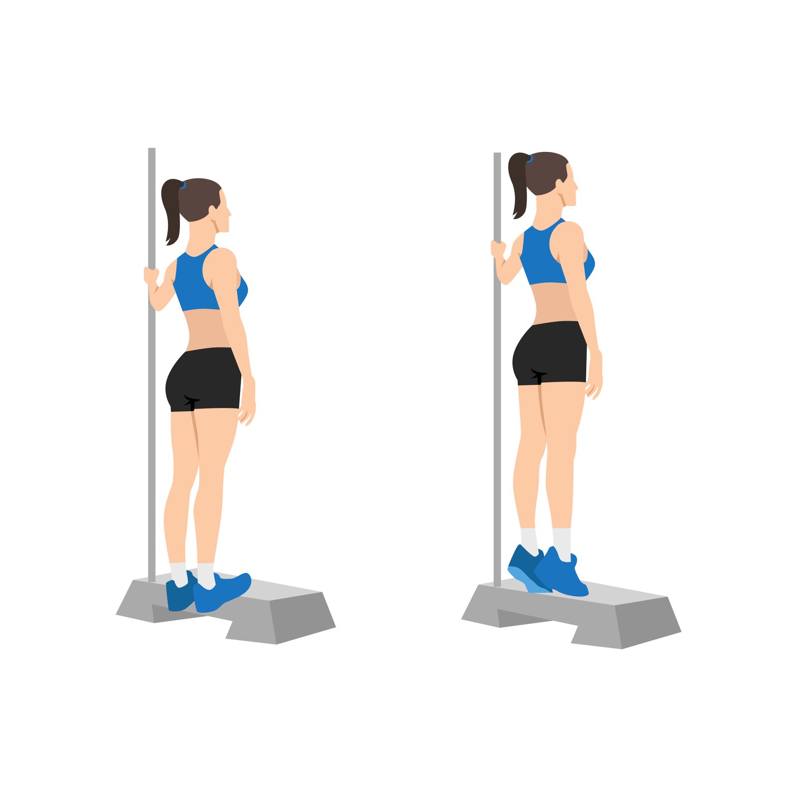 Élévations sur les pointes de pieds, Bodyweight calf raises exercise.