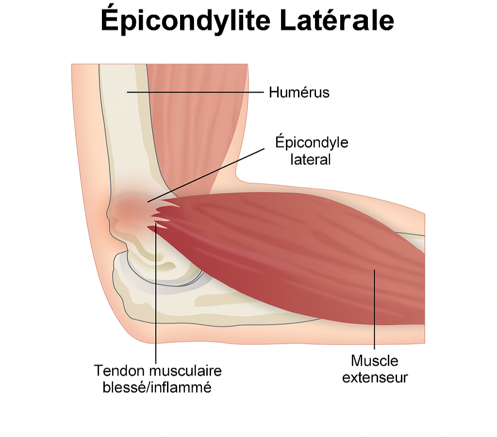 Anatomie épicondyle latéral humérus insertion tendons extenseurs