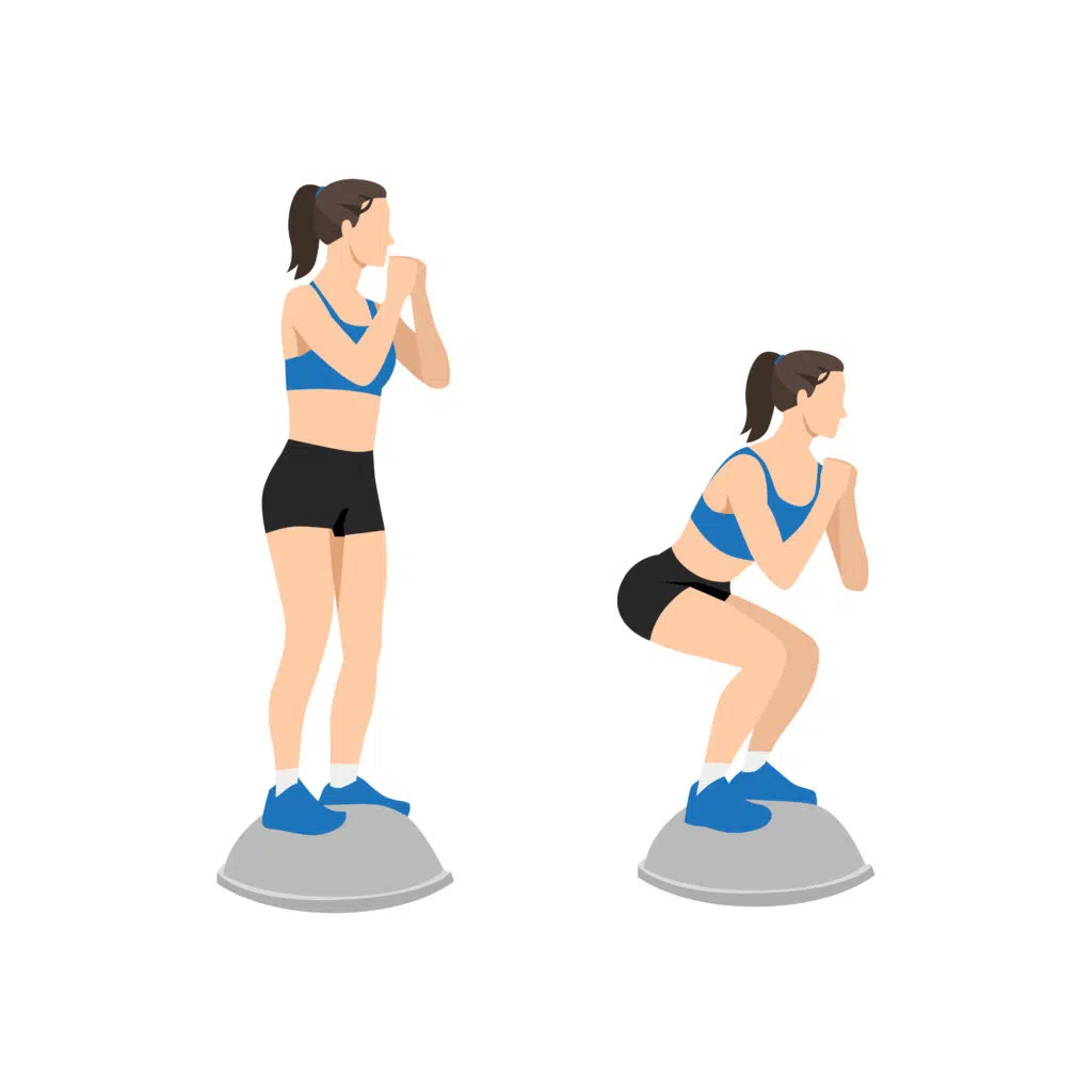 Squat Avec Bosu Ball Améliorez Votre Équilibre, Force et Stabilité 1 Squat avec boss ball