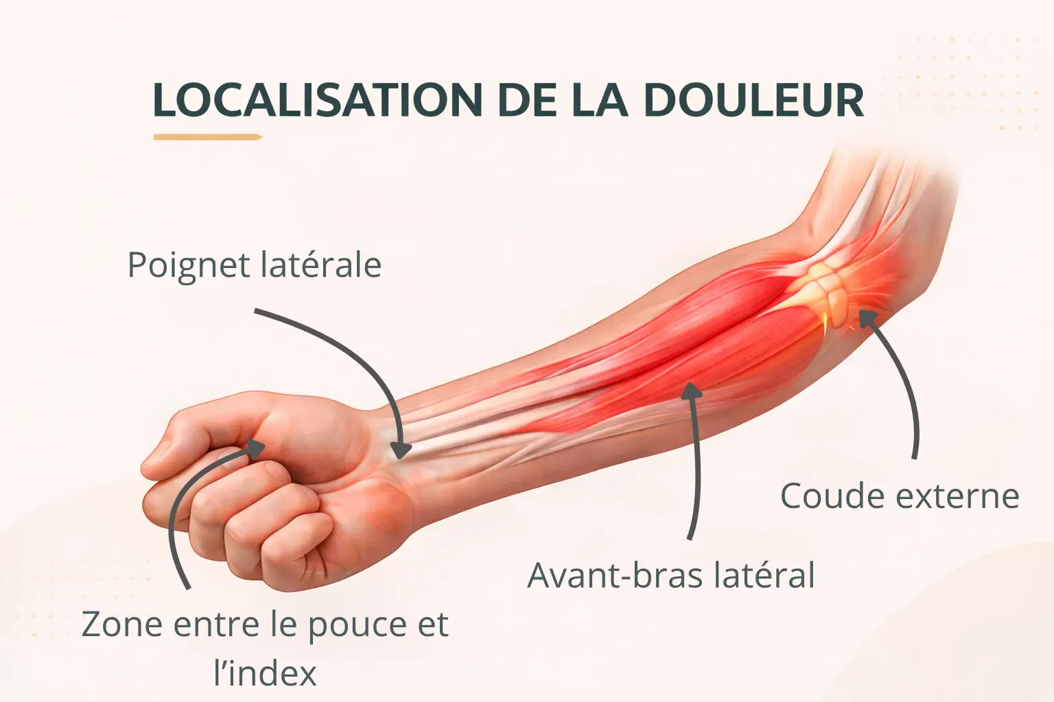 Localisation de la douleur du long supinateur