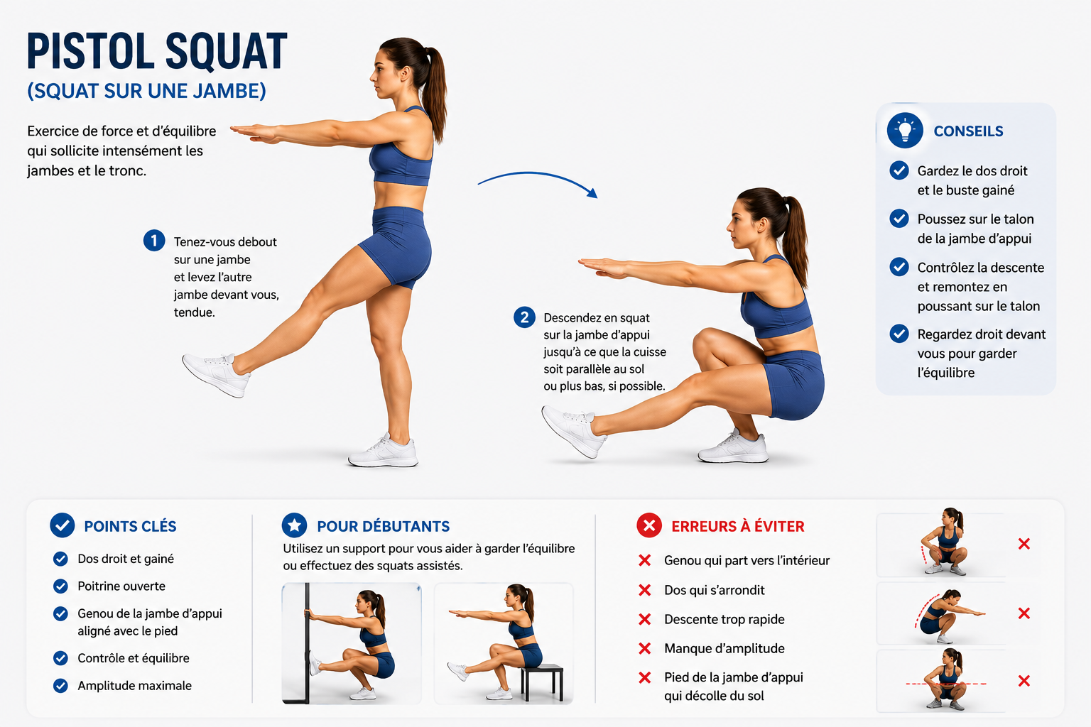 Pistol Squat,squat sur une jambe