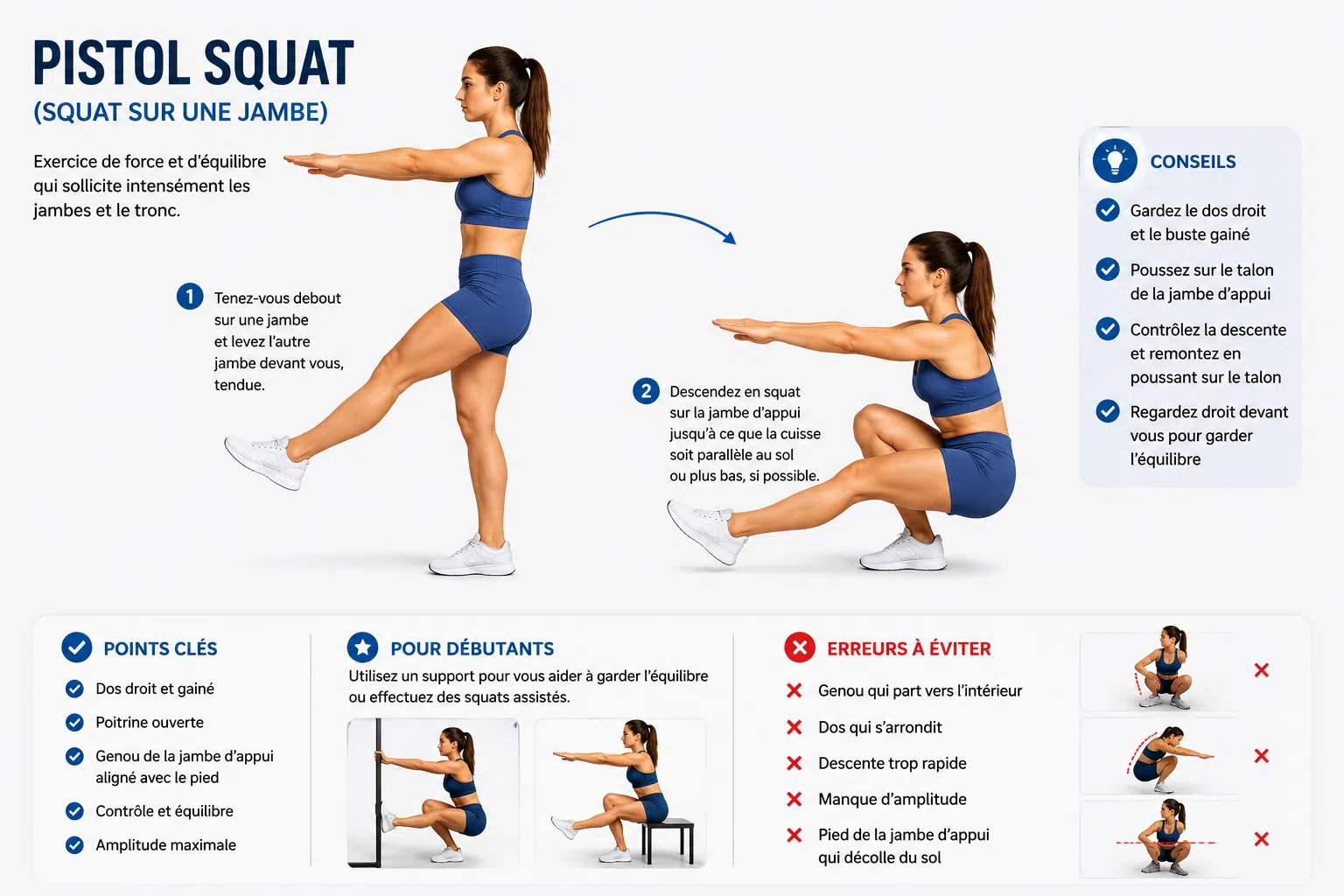 Pistol Squat,squat sur une jambe