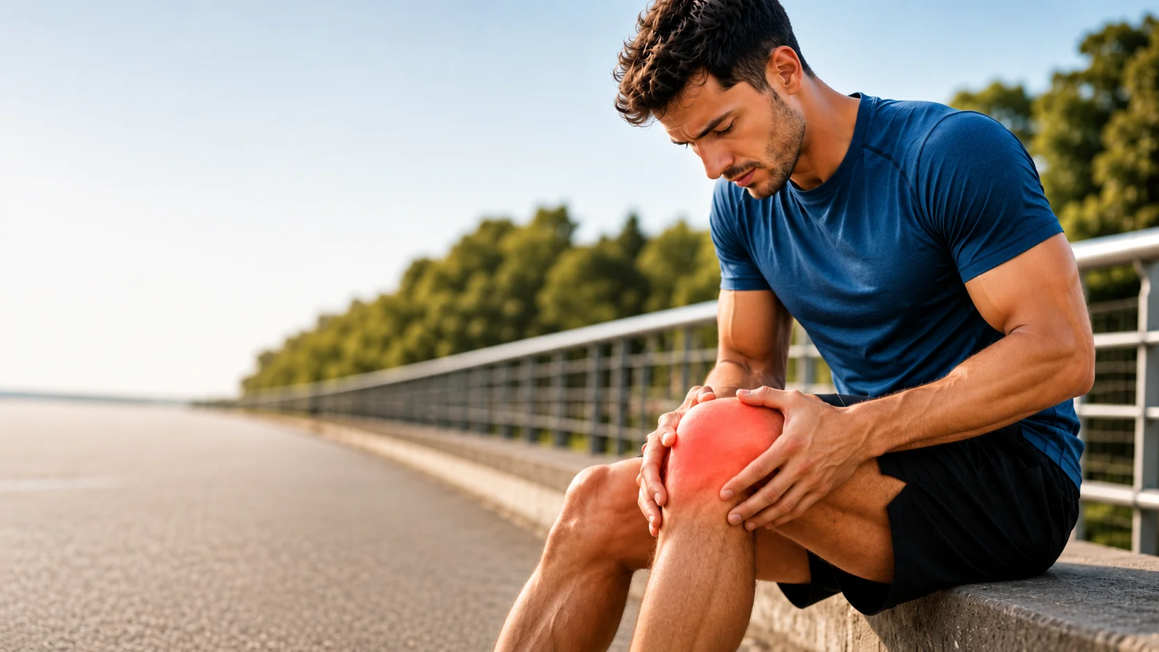 Sportif se tenant l'épaule douloureuse après l'effort, illustrant un trouble musculo-squelettique de surcharge