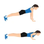 Triceps 16 Illustration des deux positions d'une pompe : bras tendus puis poitrine proche du sol