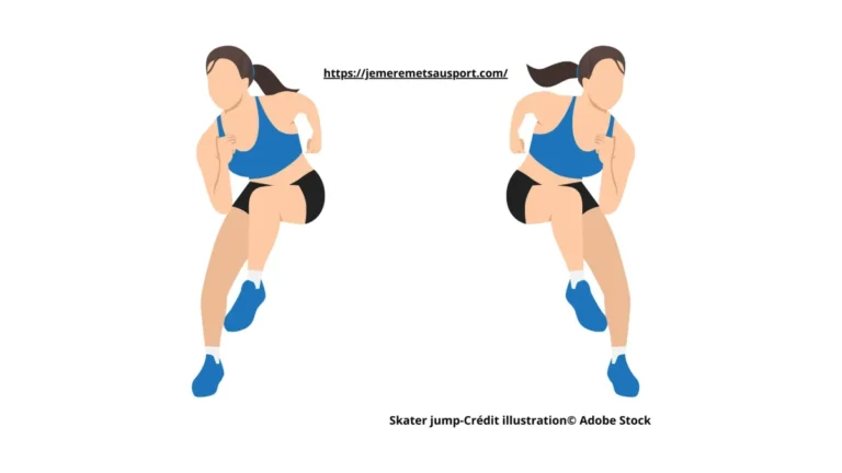 CARDIO-TRAINING 37 Illustration du skater jump : saut latéral d'une jambe sur l'autre
